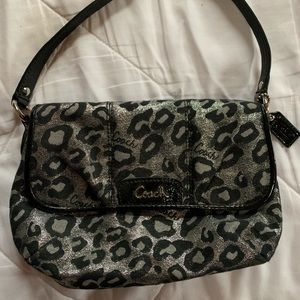 Authentic Coach mini purse leopard print black